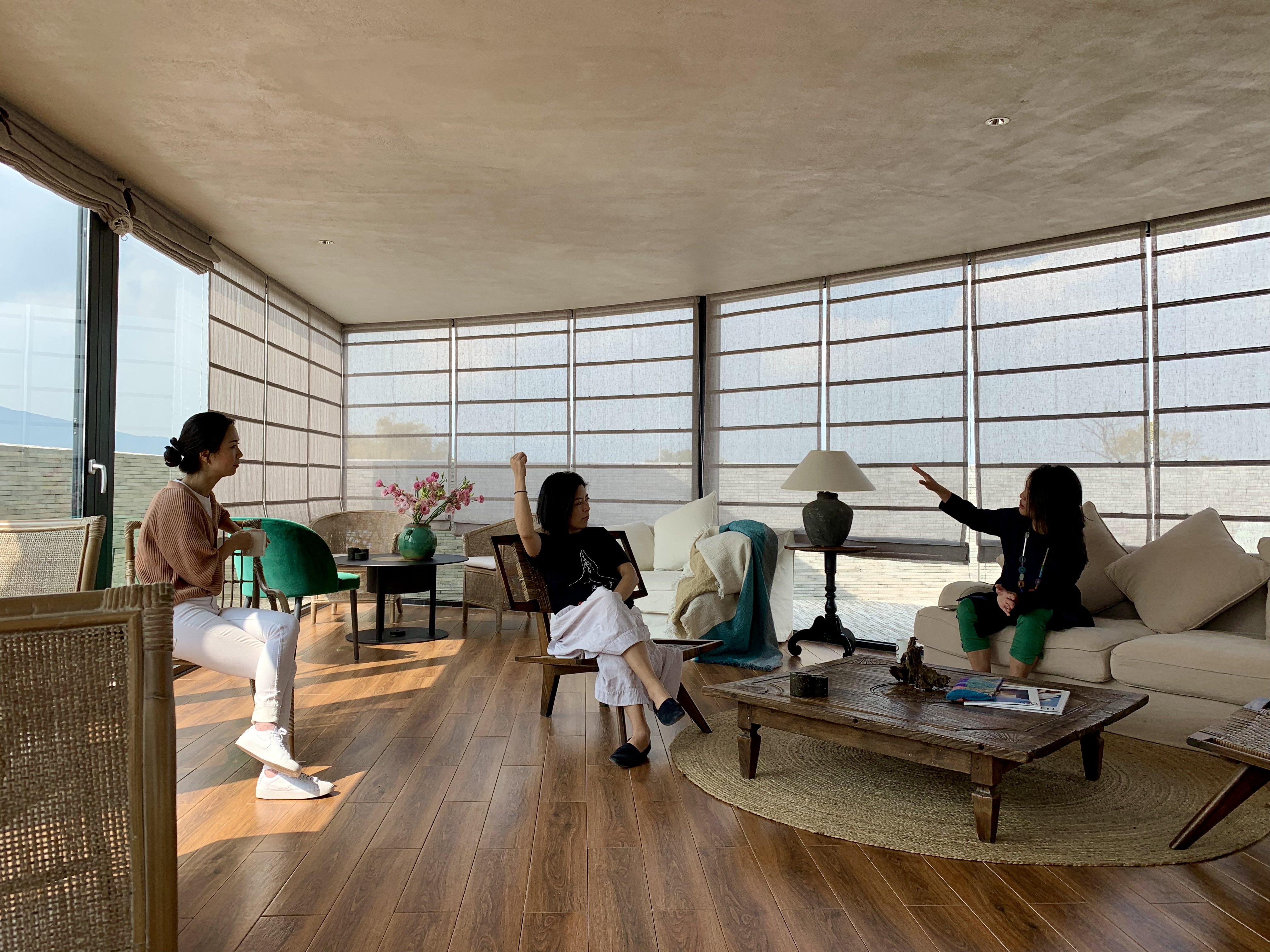 AD China photoshoot on set. Rosalind is pictured in the center